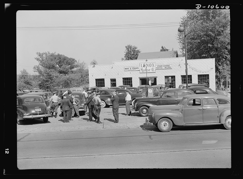 Salvage. Requisitioning auto graveyard. U.S. marshals, accompanied by county police, raid the Colmar Manor, Maryland auto…