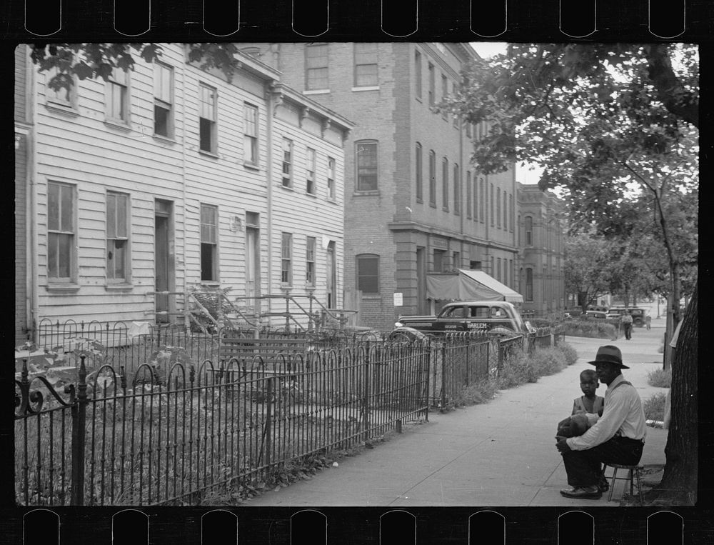 [Untitled photo, possibly related to: A once proud section, Washington, D.C. These houses now are overcrowded with African…