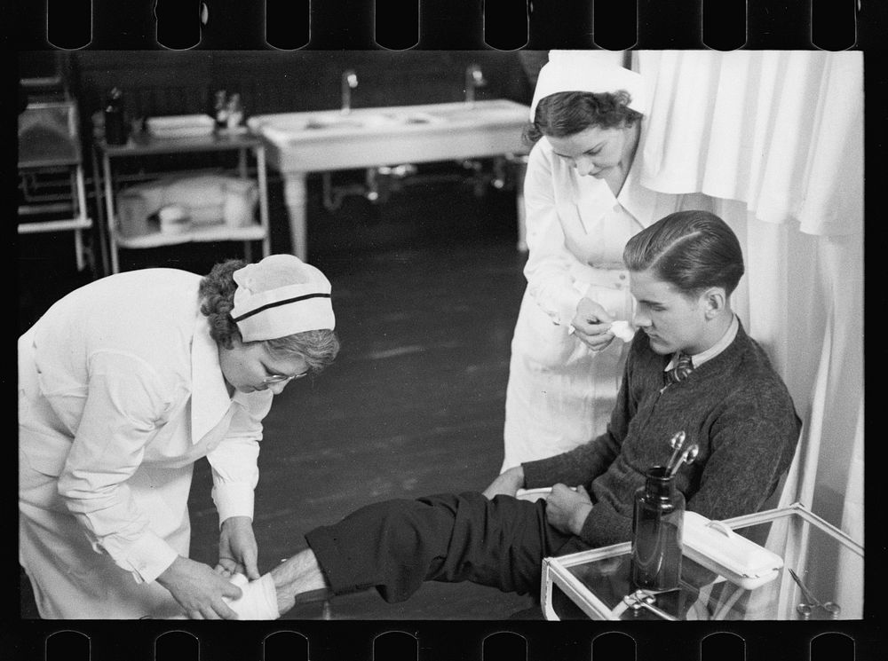[Untitled photo, possibly related to: Hospital and first aid station. Berwyn, Maryland]. Sourced from the Library of…