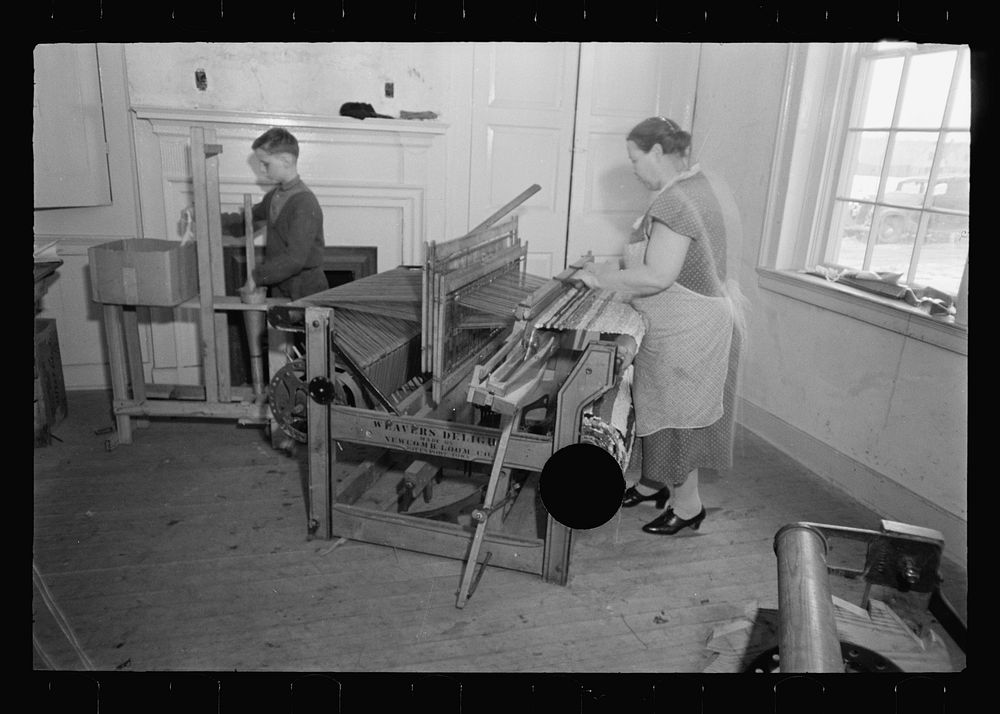 [Untitled photo, possibly related to: Homewoven dress and rug, Westmoreland Homesteads, Mount Pleasant, Westmoreland County…