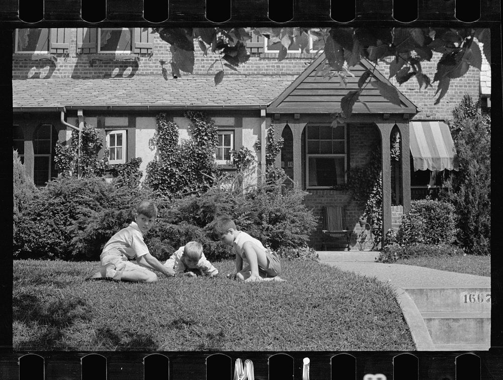 Washington's healthy children. At play on the front lawn of one of Washington's better housing sections. These houses have…