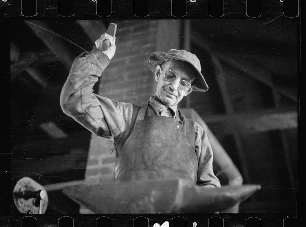 CCC (Civilian Conservation Corps) blacksmith, Pringe Georges County, Maryland. Sourced from the Library of Congress.