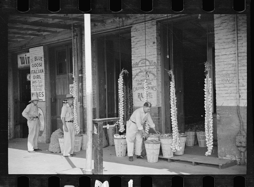 Marketplace in the French quarters of New Orleans, market for Resettlement Administration's rehabilitation clients. Sourced…