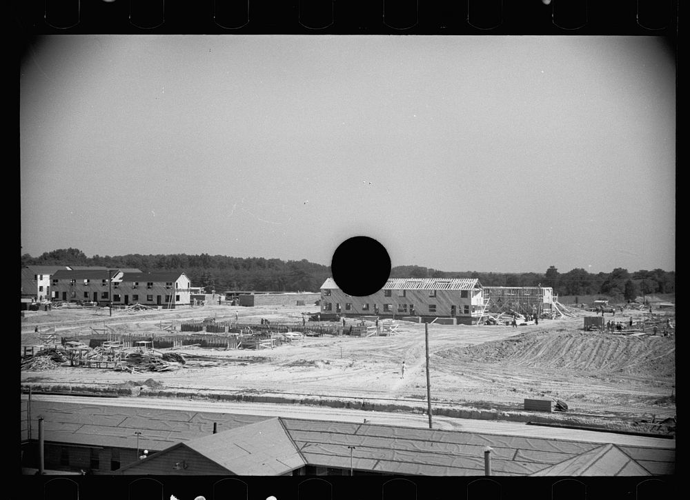 [Untitled photo, possibly related to: Men coming to work at Greenbelt, Maryland]. Sourced from the Library of Congress.