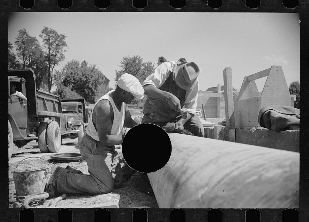 [Untitled photo, possibly related to: Construction work on the disposal plant at Greenbelt, Maryland]. Sourced from the…