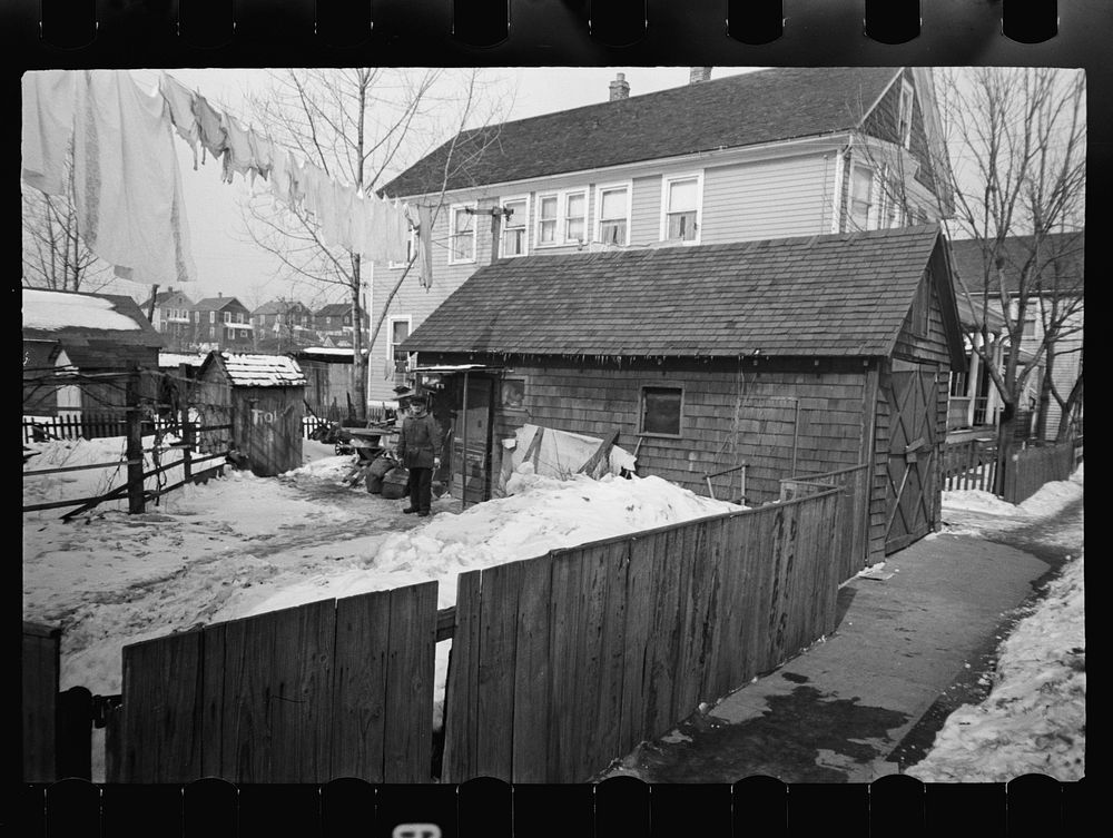 [Untitled photo, possibly related to: Garage home and inhabitant, Manville, New Jersey]. Sourced from the Library of…