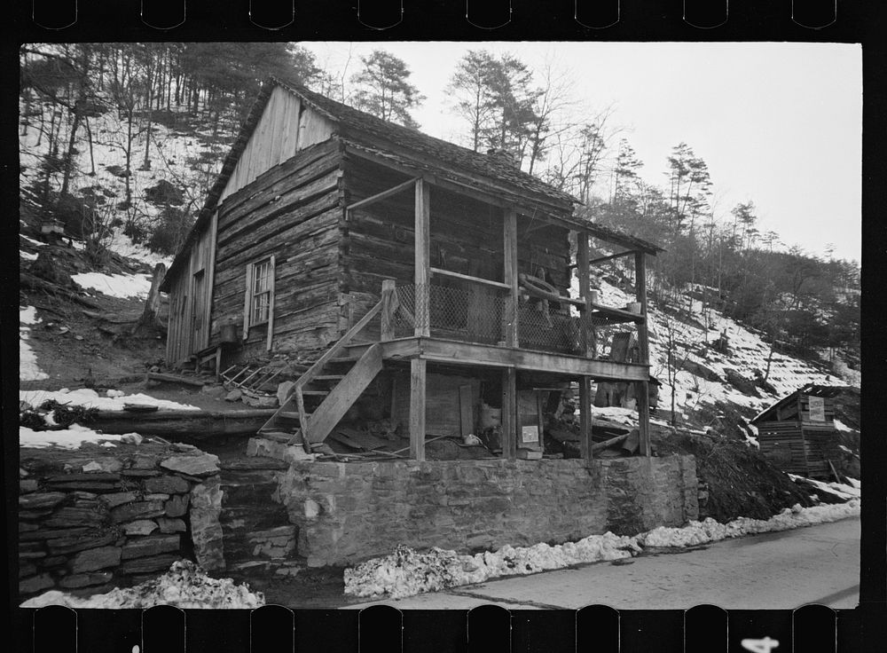 Mountain home, Appalachian Mountains, housed two white families. Sourced from the Library of Congress.