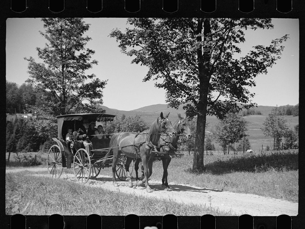 Old Vermont carriage and farm family near North Hyde Park, Vermont. Sourced from the Library of Congress.