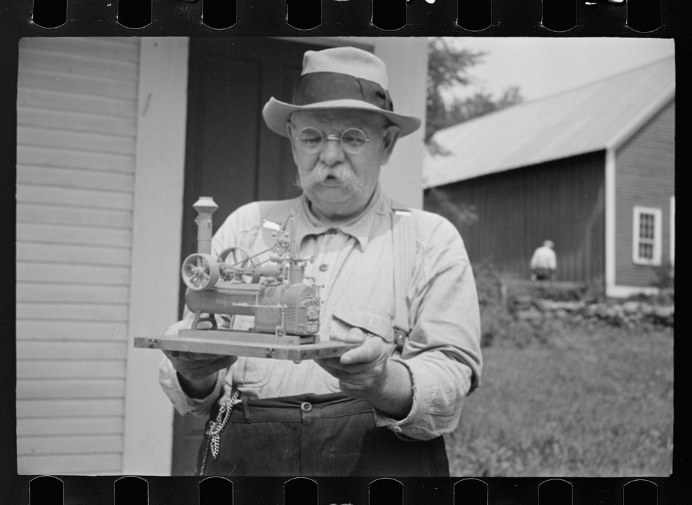 [Untitled photo, possibly related to: Mr. Forrest Carpenter, a handyman, Eden Mills, Vermont]. Sourced from the Library of…