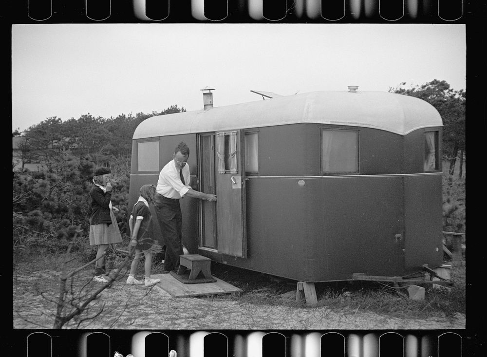 [Untitled photo, possibly related to: Scenes at the auto trailer camp, Dennis Port, Massachusetts]. Sourced from the Library…
