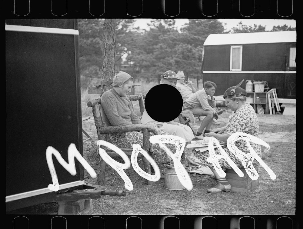 [Untitled photo, possibly related to: Scene at the auto trailer camp, Dennis Port, Massachusetts]. Sourced from the Library…