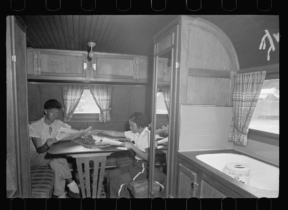 [Untitled photo, possibly related to: Interior of trailer at the auto trailer camp, Dennis Port, Massachusetts]. Sourced…