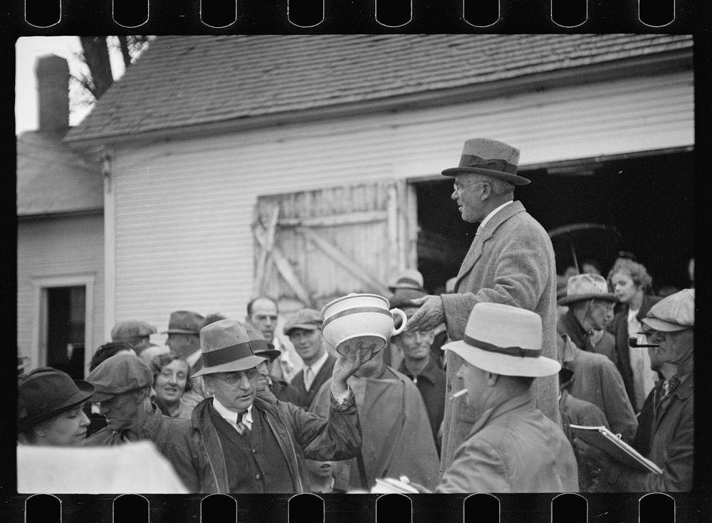 Auction near Hyde Park Village, Vermont. Sourced from the Library of Congress.