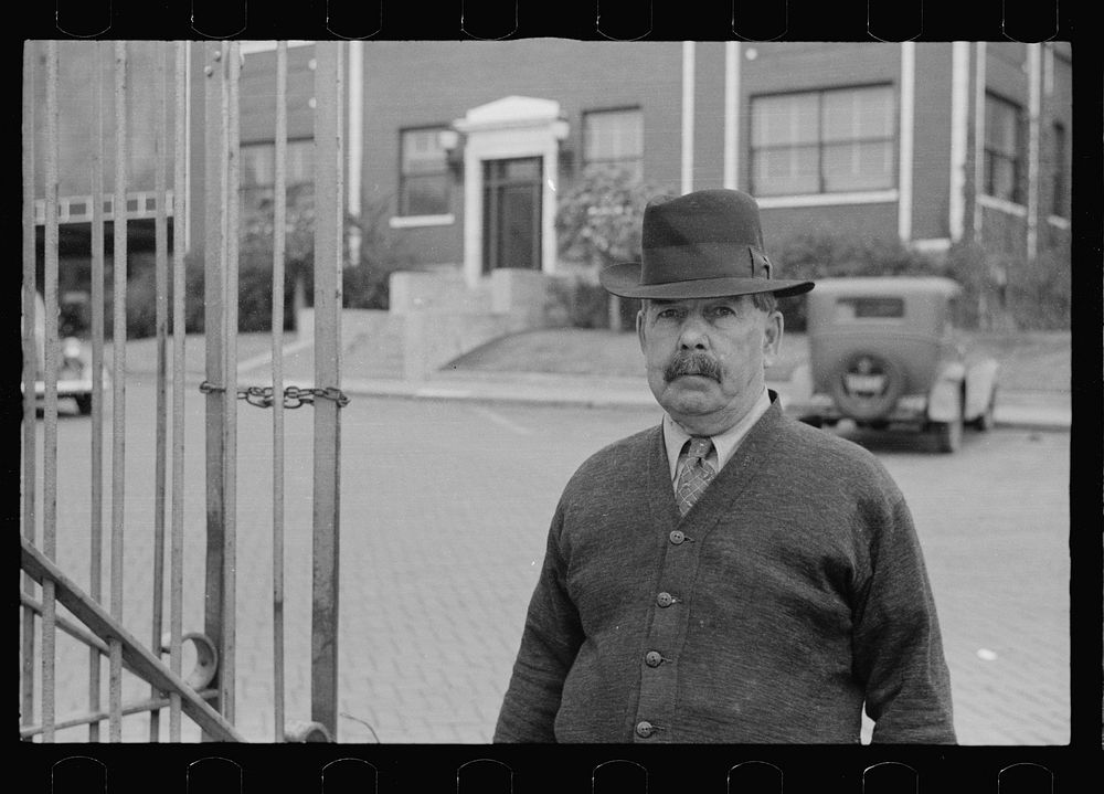 Watchman at Wilson Packing Plant, South Omaha, Nebraska. Sourced from the Library of Congress.