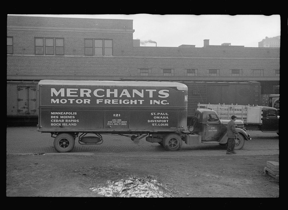 Motor truck in wholesale district, Omaha, Nebraska. Sourced from the Library of Congress.