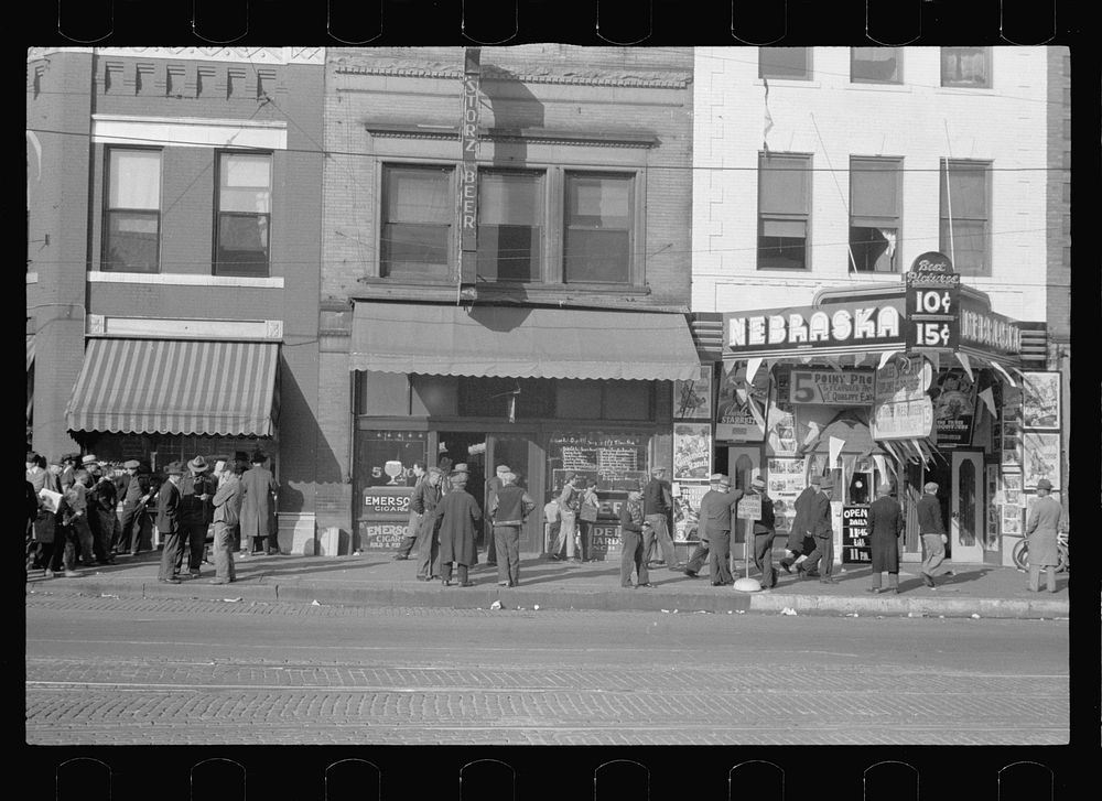 Lower Douglas Street, Omaha, is one of the hobo centers of the West. Sourced from the Library of Congress.