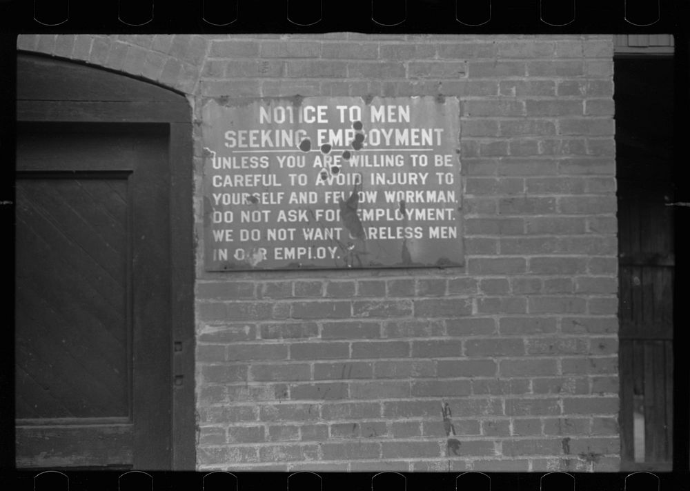 Sign at entrance to mine, Kempton, West Virginia. Sourced from the Library of Congress.