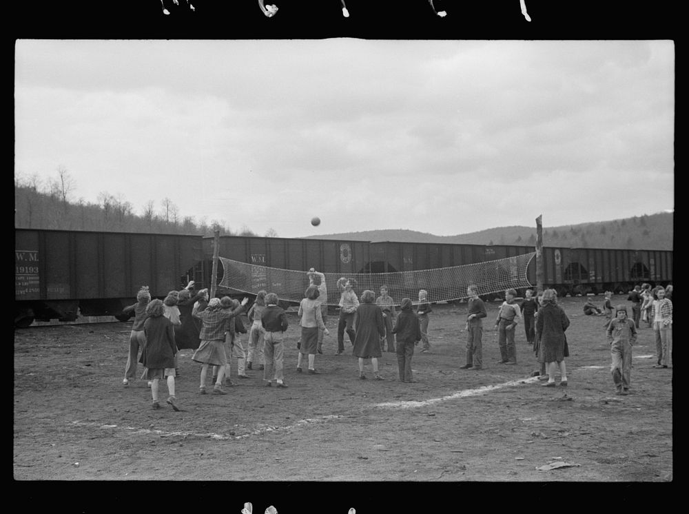 School grounds in company-owned coal town Kempton, West Virginia. Sourced from the Library of Congress.