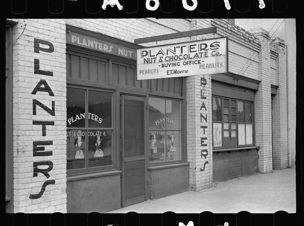 Peanut buying office in Enfield, North Carolina, largest open peanut market in U.S.. Sourced from the Library of Congress.