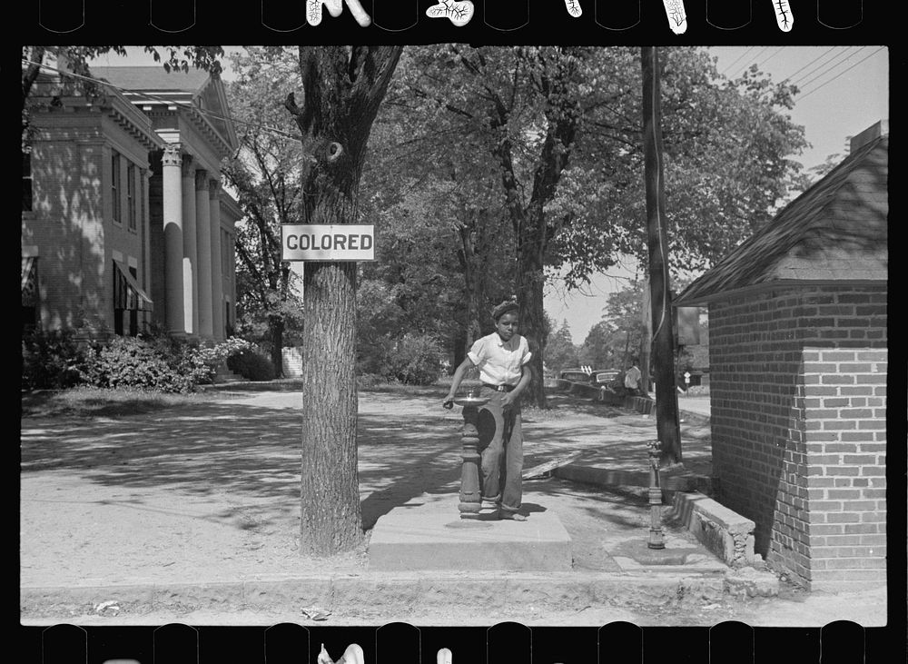 Drinking fountain on the county courthouse lawn, Halifax, North Carolina. Sourced from the Library of Congress.