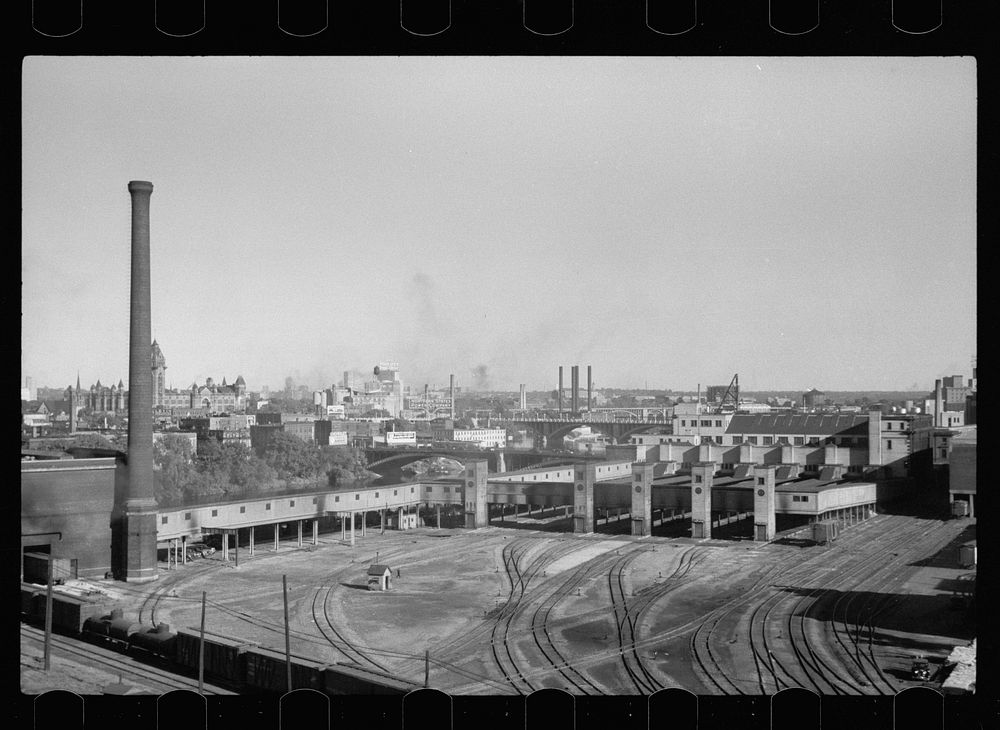 [Untitled photo, possibly related to: Railroad yards, wholesale district, Minneapolis, Minnesota]. Sourced from the Library…