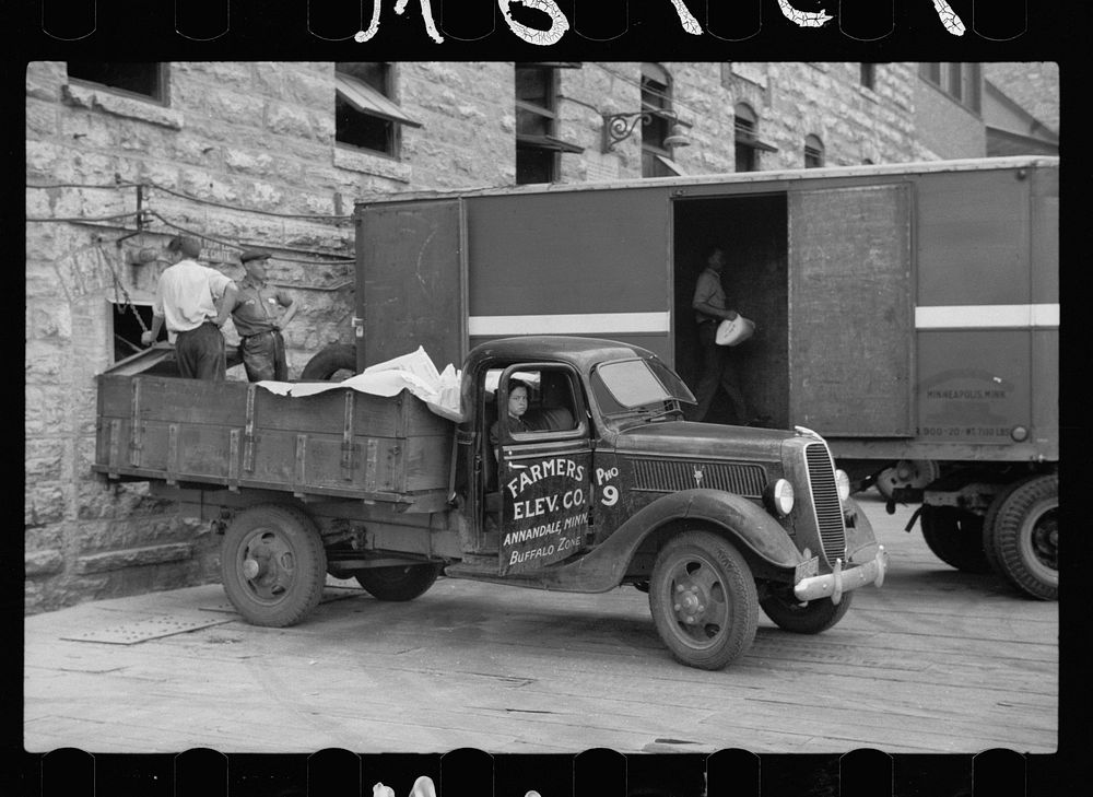 [Untitled photo, possibly related to: Loading truck with flour at Pillsbury mill, Minneapolis, Minnesota]. Sourced from the…