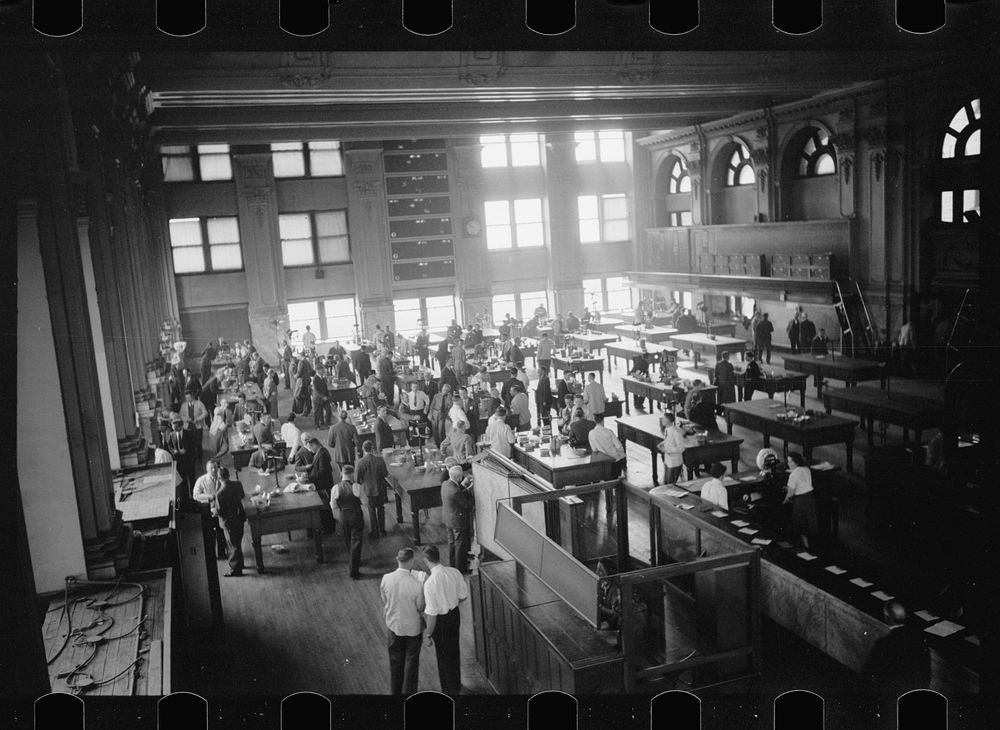 [Untitled photo, possibly related to: Open grain market, Minneapolis Grain Exchange, Minneapolis, Minnesota]. Sourced from…