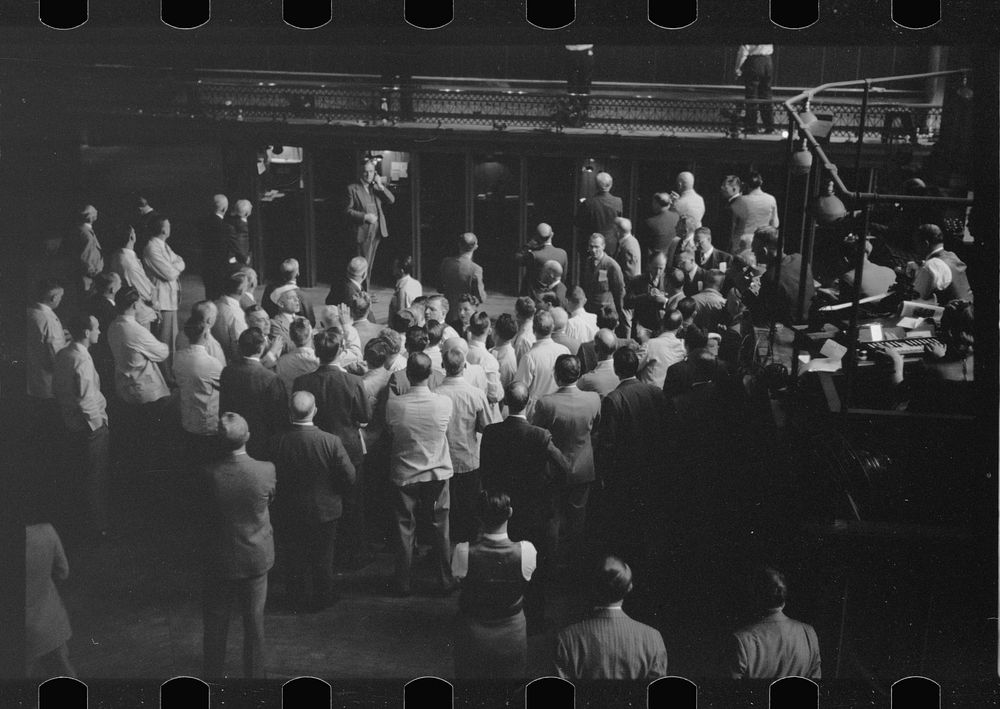 [Untitled photo, possibly related to: Bidding on futures, Minneapolis Grain Exchange, Minnesota]. Sourced from the Library…