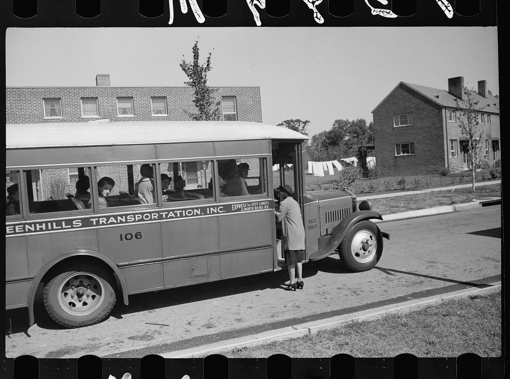 [Untitled photo, possibly related to: Bus which travels between Greenhills and Cincinnati, Ohio]. Sourced from the Library…