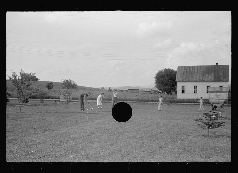 [Untitled photo, possibly related to: Croquet game, Tygart Valley Homesteads, West Virginia]. Sourced from the Library of…