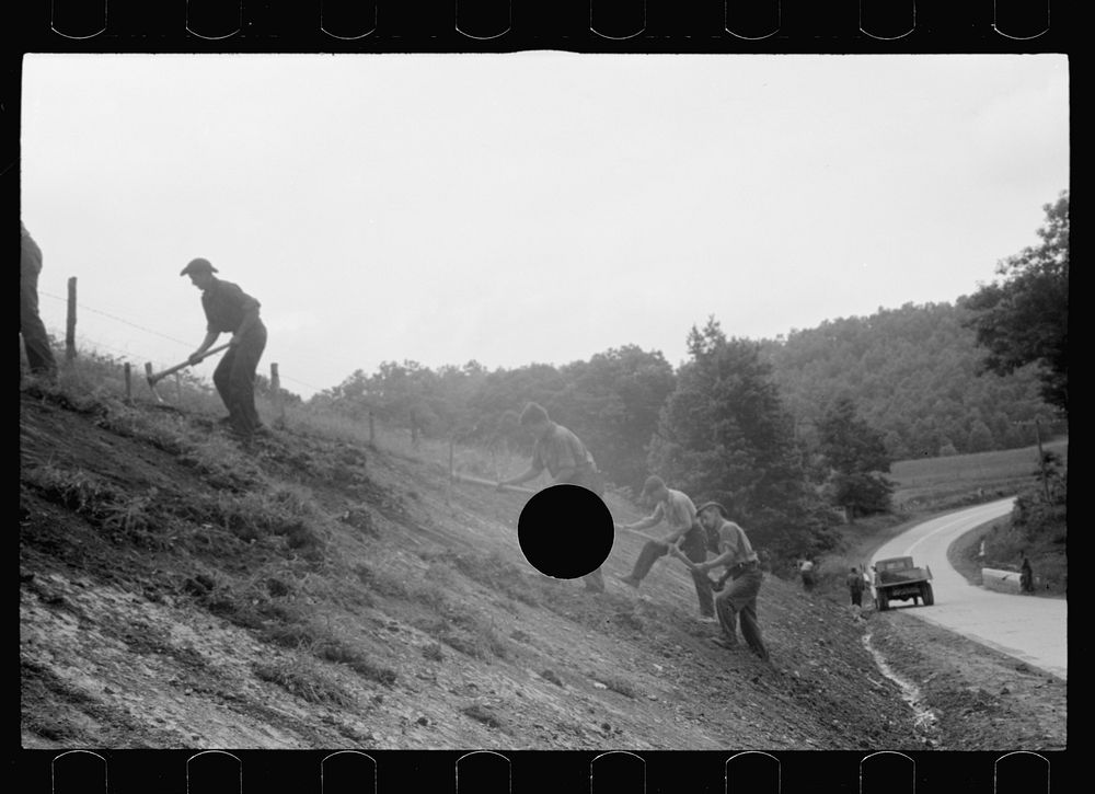 [Untitled photo, possibly related to: CCC (Civilian Conservation Corps) boys working at Tygart Valley Homesteads, West…