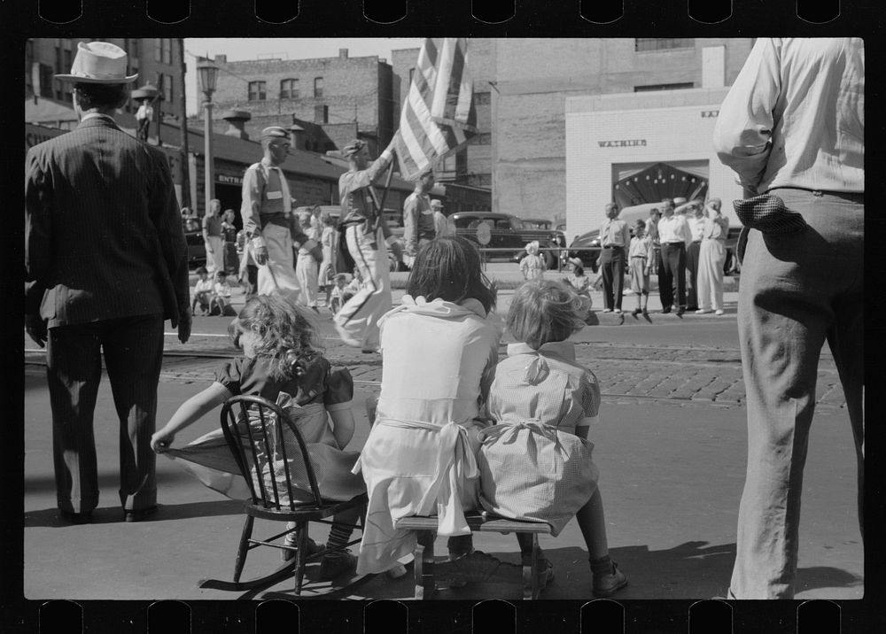 [Untitled photo, possibly related to: Children watching parade, Letter Carriers Convention, Milwaukee, Wisconsin]. Sourced…