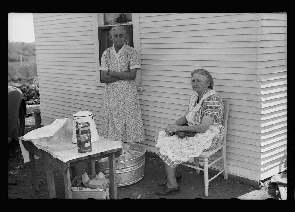 Ladies serving lunch at auction near Tenstrike, Minnesota. Sourced from the Library of Congress.