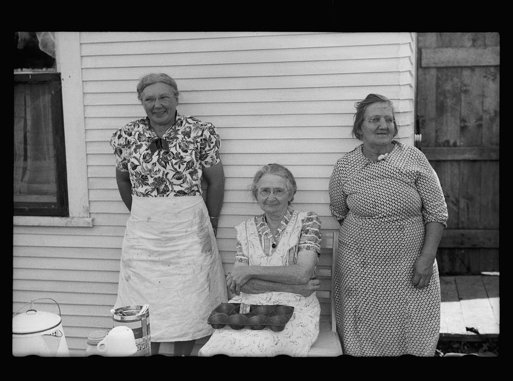 Ladies who are serving lunch at auction near Tenstrike, Minnesota. Sourced from the Library of Congress.