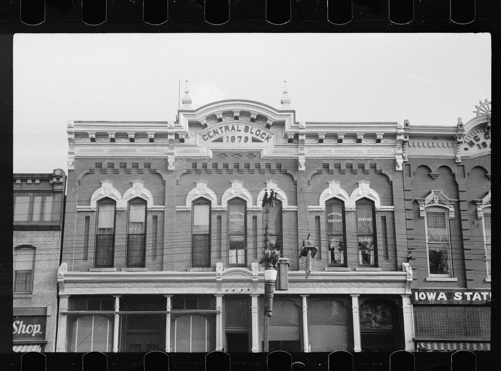 Storefronts, Grundy Center, Iowa. Sourced from the Library of Congress.