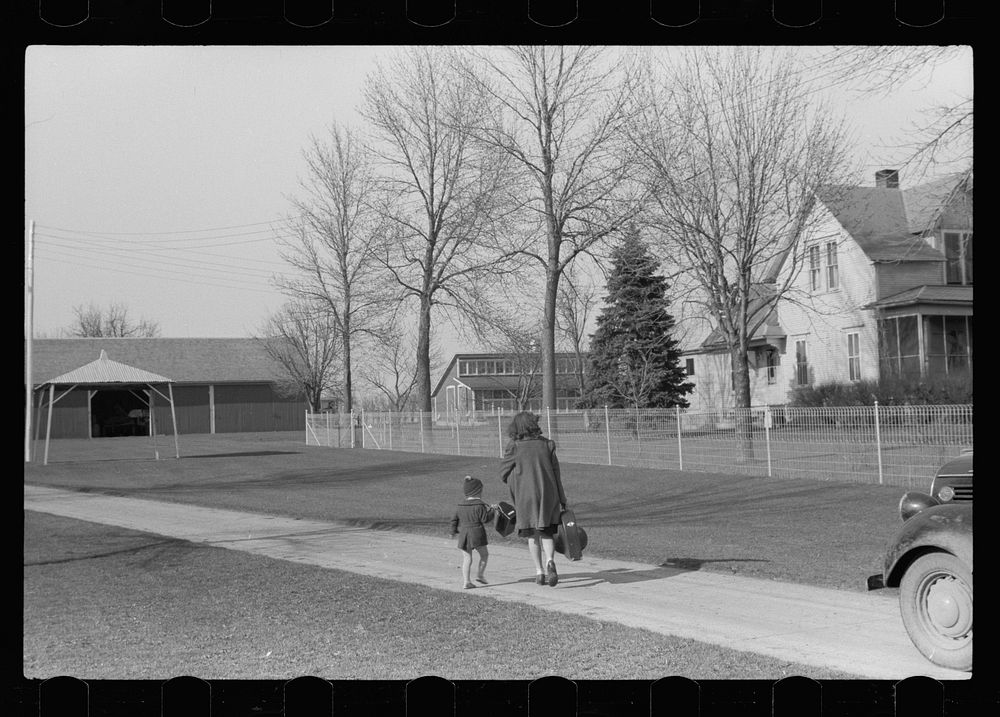 [Untitled photo, possibly related to: Fred Coulter's children coming home from school, Grundy County, Iowa]. Sourced from…