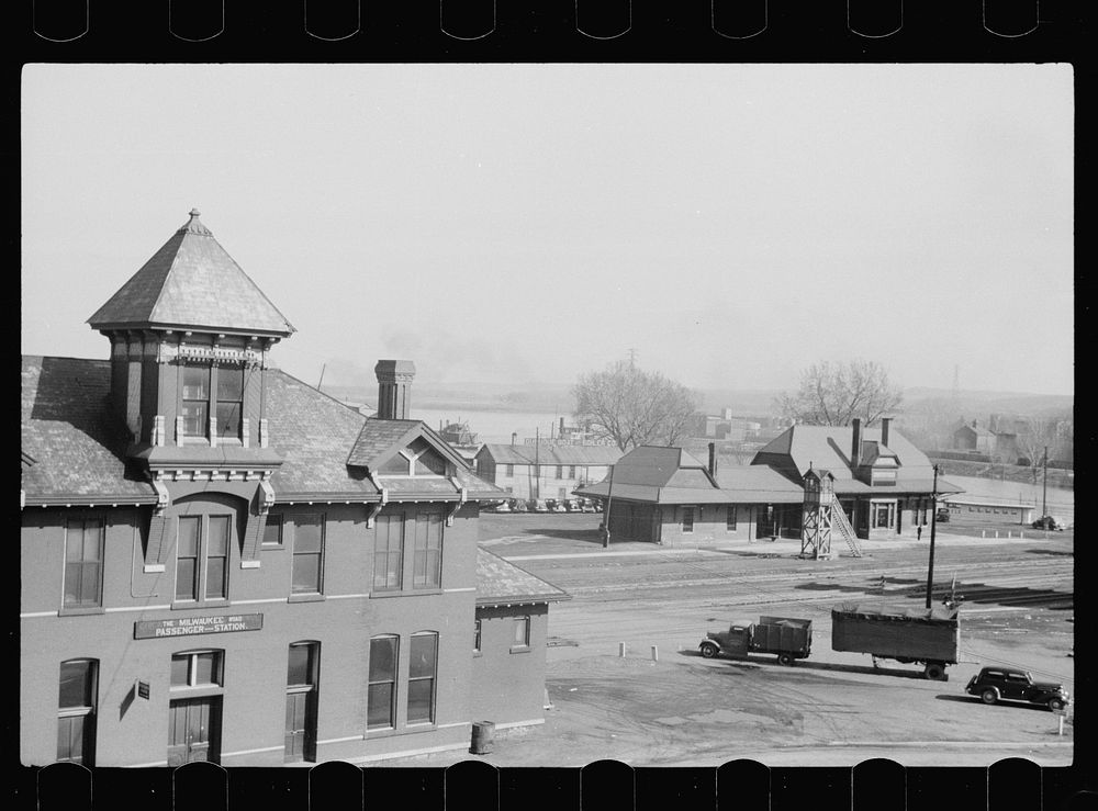 [Untitled photo, possibly related to: CM&P (Chicago, Milwaukee and St. Paul) railroad station, Dubuque, Iowa]. Sourced from…