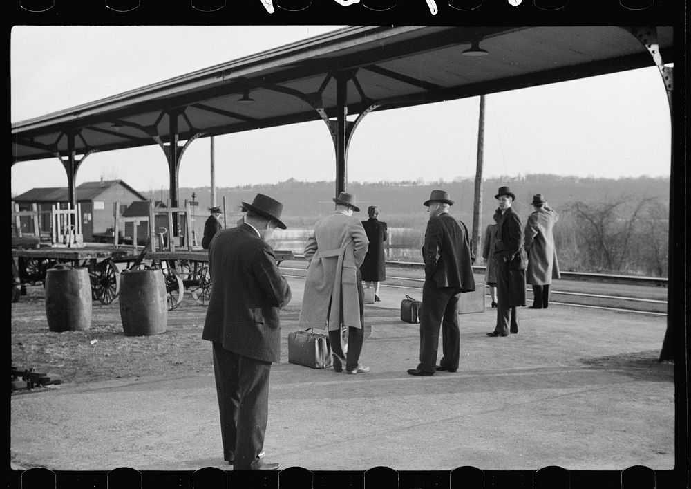 [Untitled photo, possibly related to: Waiting for the train to Minneapolis, East Dubuque, Illinois]. Sourced from the…