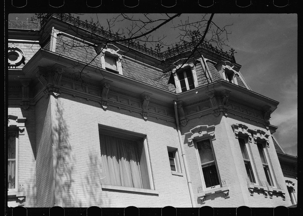 [Untitled photo, possibly related to: Window in funeral home. Dubuque, Iowa]. Sourced from the Library of Congress.