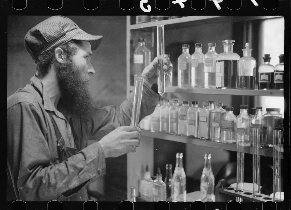 Chemical laboratory at House of David, Benton Harbor, Michigan. Sourced from the Library of Congress.