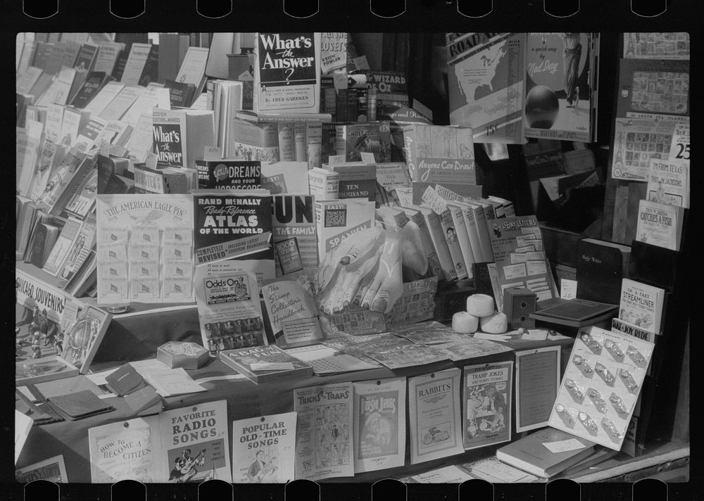 Bookshop window, Chicago, Illinois. Sourced from the Library of Congress.