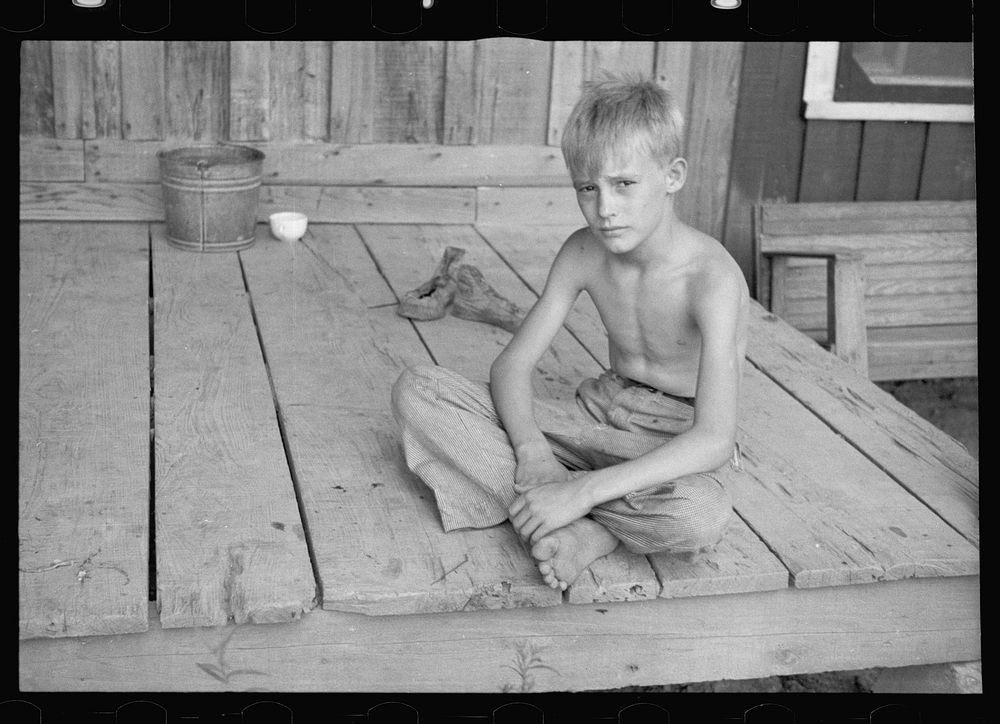 Son of a sharecropper, Wilson cotton plantation, Arkansas. Sourced from the Library of Congress.