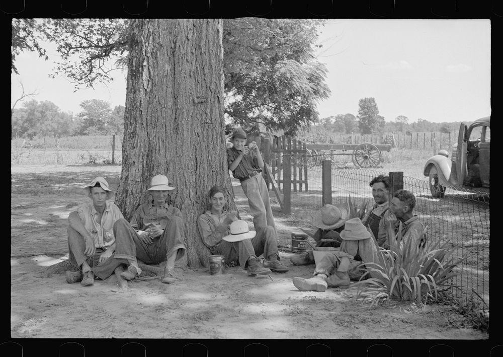 Lunchtime, Pulaski County, Arkansas. Stortz cotton plantation. Sourced from the Library of Congress.