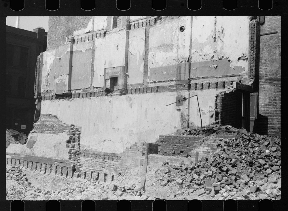 [Untitled photo, possibly related to: Old buildings being torn down, St. Louis, Missouri]. Sourced from the Library of…