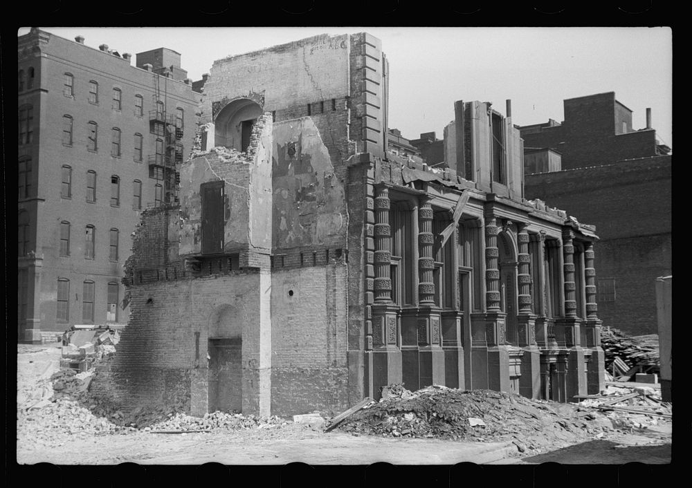 Old building being razed, St. Louis, Missouri. Sourced from the Library of Congress.