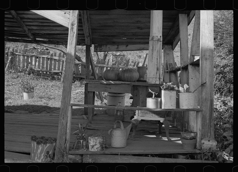 Back porch of a Blue Ridge Mountain home, Shenandoah National Park, Virginia. Sourced from the Library of Congress.