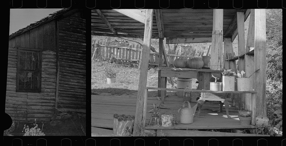 [Untitled photo, possibly related to: Back porch of a Blue Ridge Mountain home, Shenandoah National Park, Virginia]. Sourced…