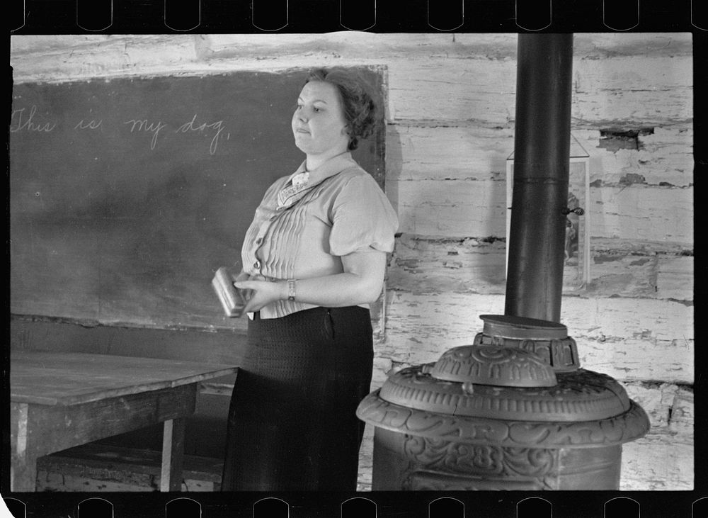 [Untitled photo, possibly related to: Schoolteacher at Corbin Hollow, Shenandoah National Park, Virginia]. Sourced from the…