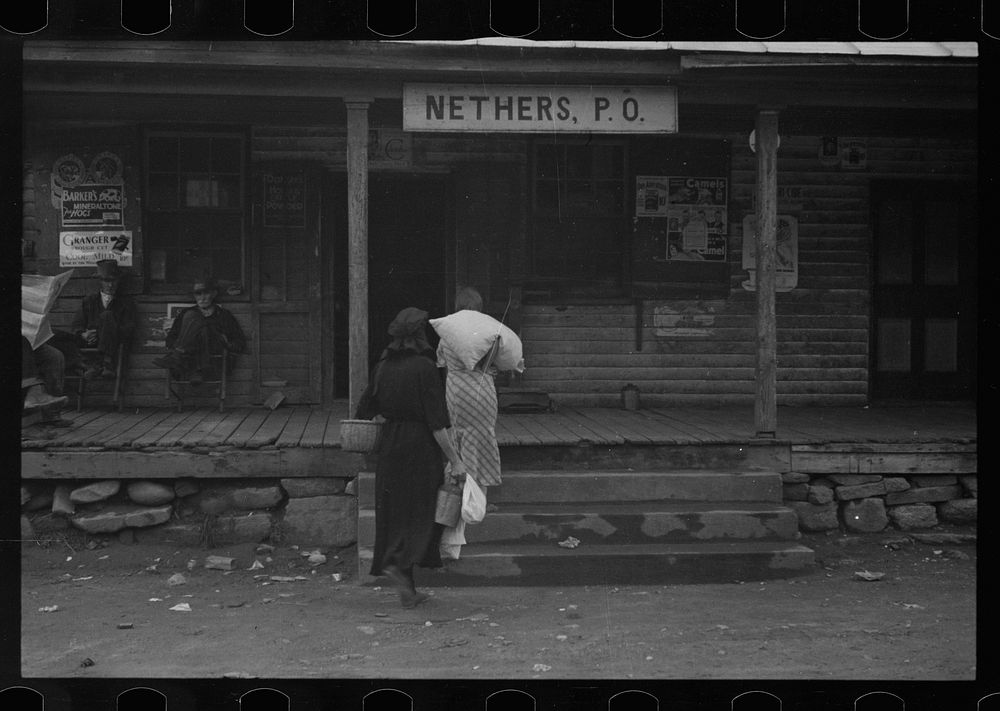 [Untitled photo, possibly related to: Citizens of Nethers in front of post office, Virginia]. Sourced from the Library of…