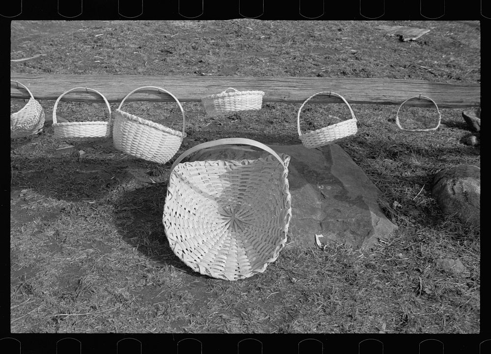 Baskets made and sold by mountain folk to tourists, Shenandoah National Park, Virginia, Nicholson Hollow. Sourced from the…